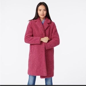 J. Crew Teddy Sherpa Coat in Dusty Rose